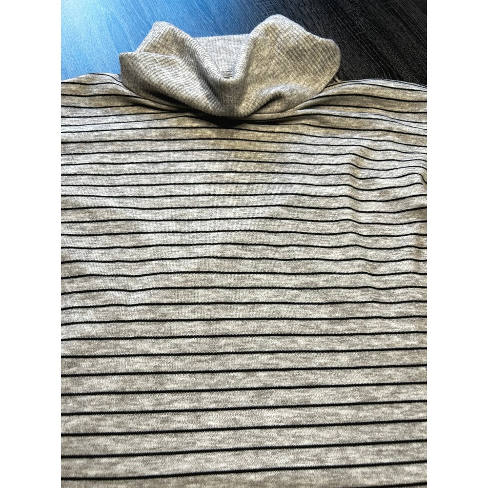 Liz Claiborne Weekend Gray Striped Knit Cowl Neck Pullover Sweater Top XL‎